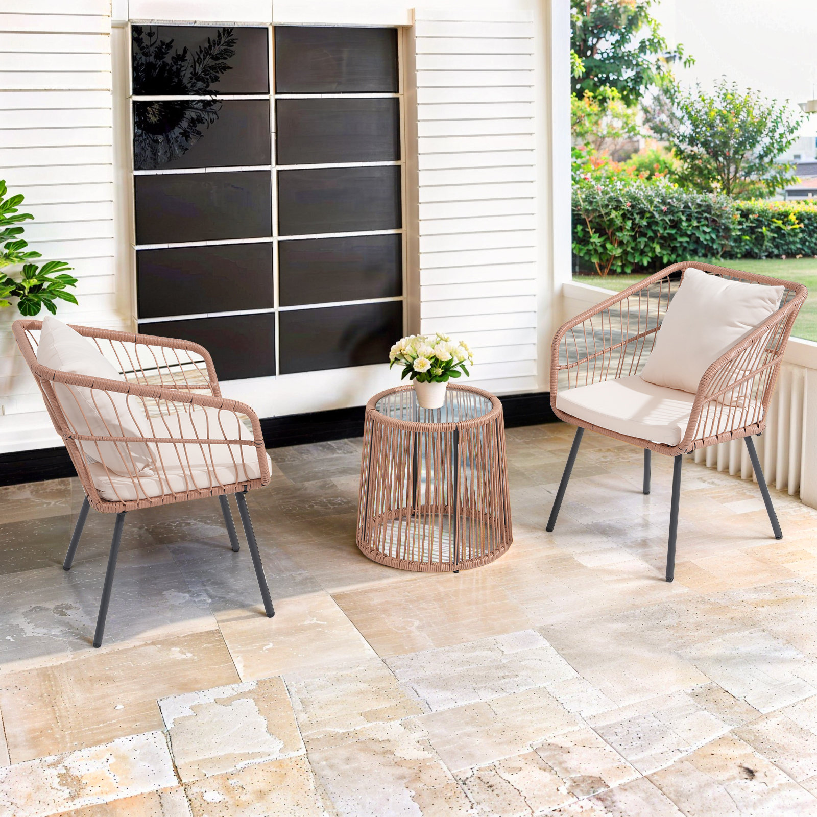 Bay Isle Home Patio Conversation Set Outdoor Wicker Furniture Sets Rattan Chair With Coffee