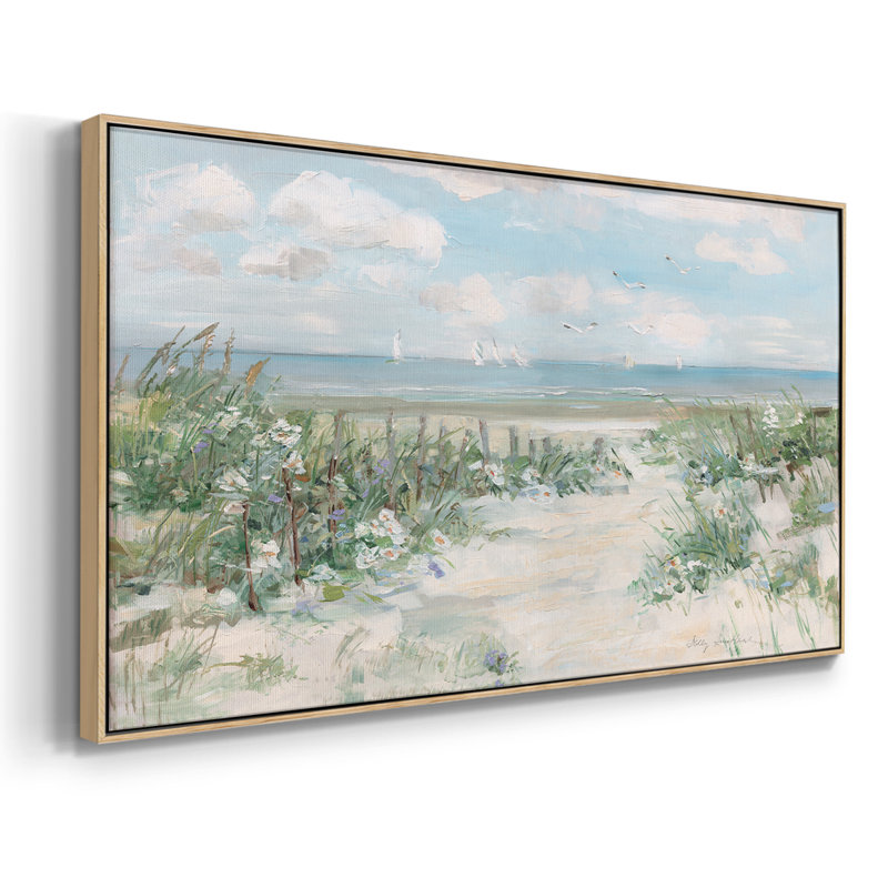 Plage de fleurs sauvages - Toile tendue avec châssis, prête à accrocher, Naturel, H 21 po x l 41 po