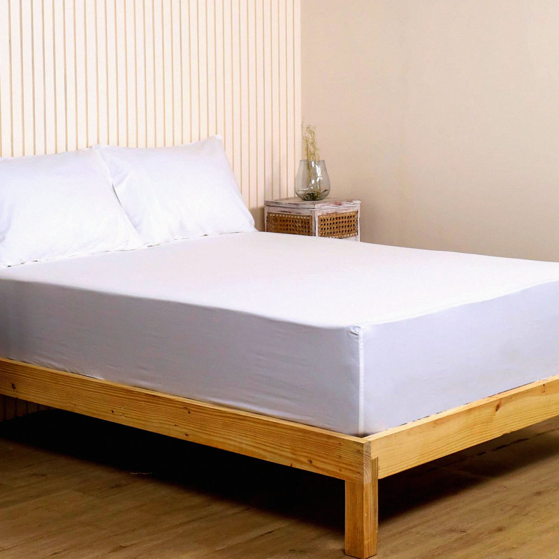 Percale Weave California Fitted Sheet - 300 Thread Count GOTS Certified - 17" Deep Pockets - Soft & Breathable Bedding, White