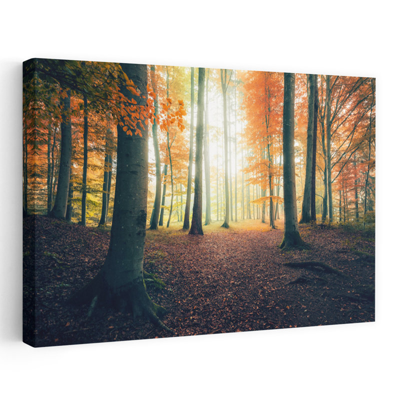 «Autumn in the Woods Abstract Contemporary Forest Landscape», reproduction d'art mural, H 16 po x l 24 po