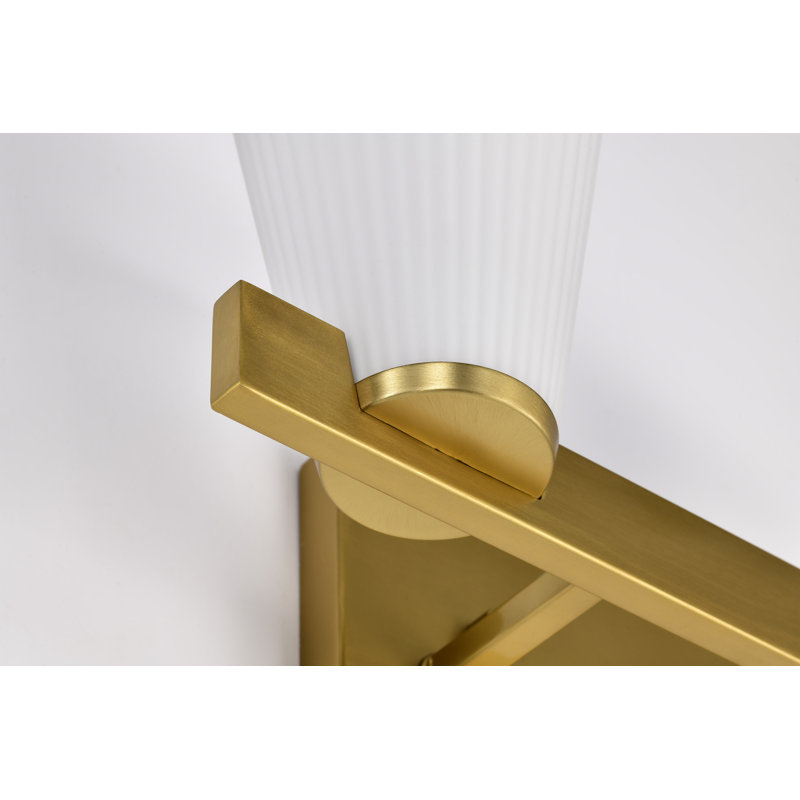 Keindl - Coiffeuse - Verre blanc nervuré, Bronze brillant, Deux lumières, 14,63 po de largeur