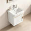 Ensemble de meuble-lavabo mural avec lavabo et robinet en céramique, système de drainage complet, conception peu encombrante pour les petites salles de bain