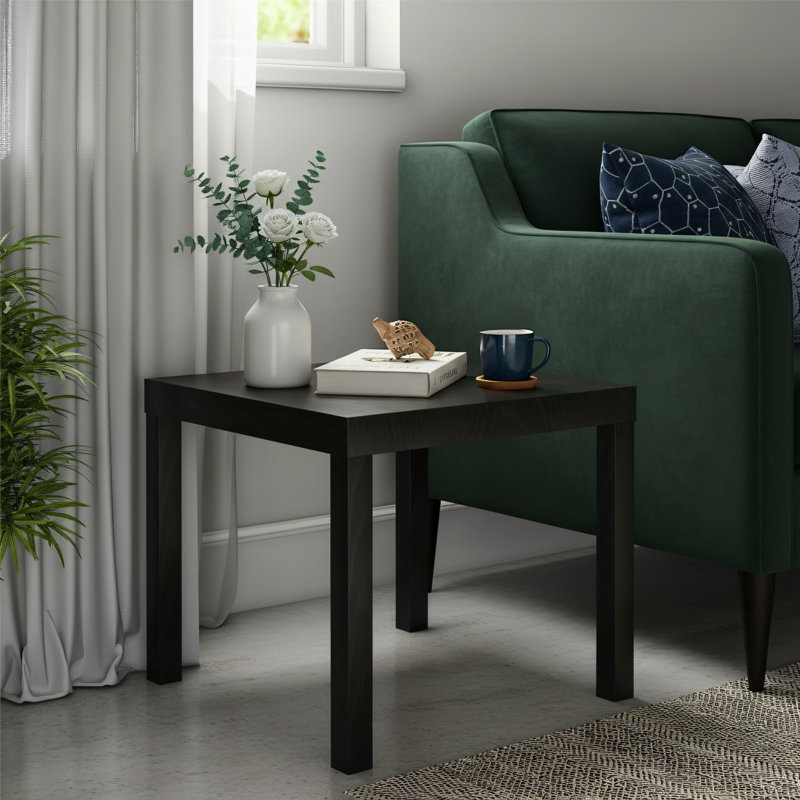 Table d'appoint minimaliste en chêne noir, imperméable, facile à nettoyer, compacte et peu encombrante, simple à assembler, pratique pour divers cas de figure, noir.