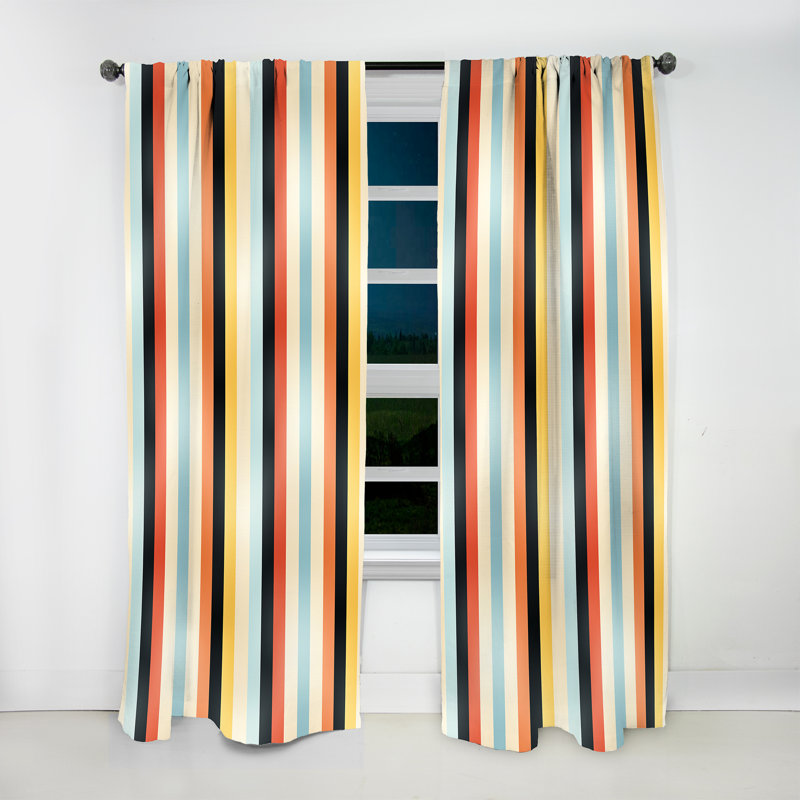 Rideau à rayures rétro - Revival Striped Motif II - Rideau rayé obscurcissant - 1 panneaux, L 52 po x L 95 po