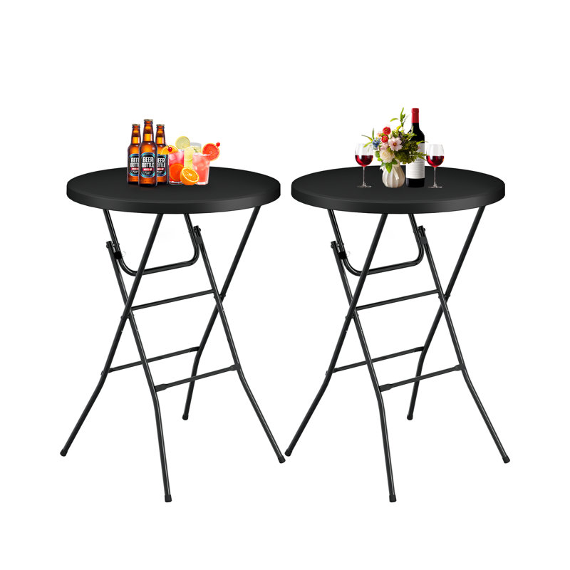 Table de banquet pliante ronde en plastique 31,5 po, portable pour les fêtes et les événements en plein air, Noir