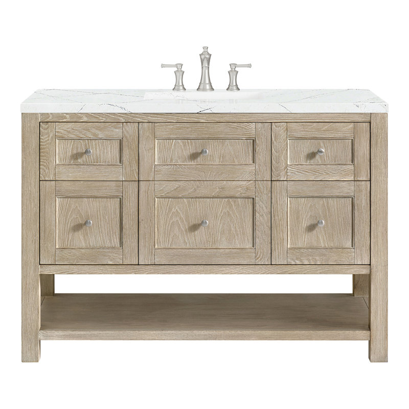 Breckenridge 48'' W Single Vanity, Whitewashed Oak, Ethereal Noctis, 8" Widespread