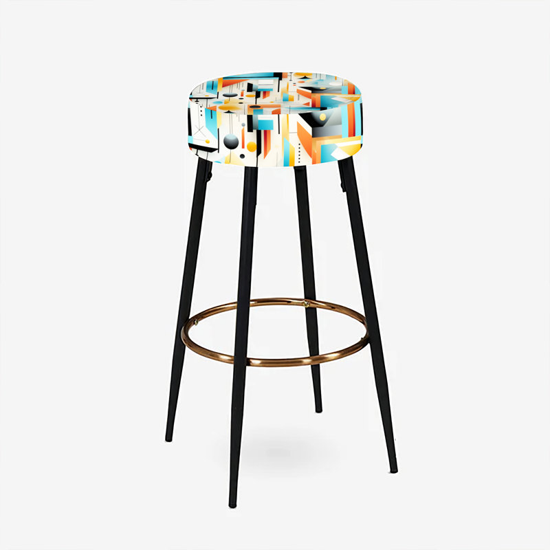 Ensemble de 2 tabourets de bar géométriques turquoise et rétro