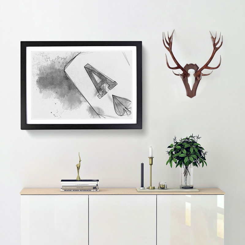 The Ace of Spades in Abstract - Framed Print, 27cm H x 36cm W x 2cm D, Black Framed