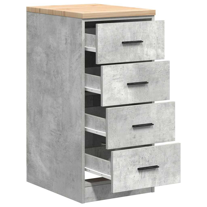 Solid Wood Single Storage Cabinet ( 85cm H x 40cm W x 51cm D), Concrete Grey
