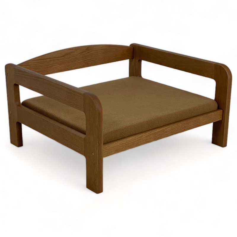 Lit pour chien surélevé Ayra, bois massif, matelas moka, finition noire, petit, Petit (l 24 po x P 21 po x H 12 po)