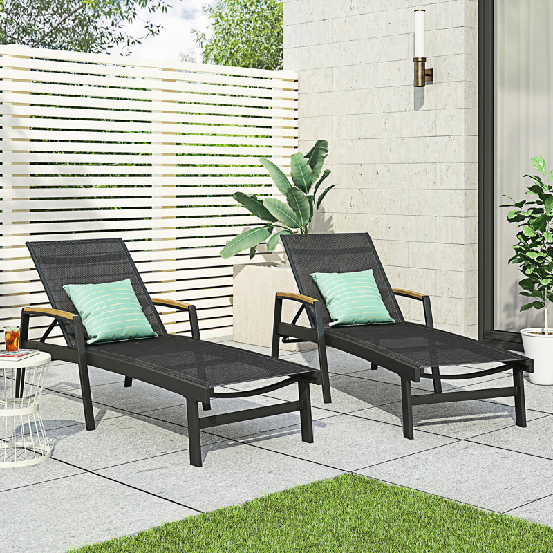 Outdoor Chaise Lounge Set, Black