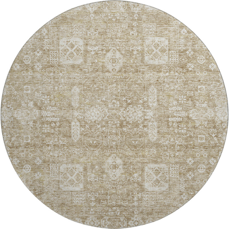 Premium Machine Washable Cerrito Beige Rug, Round 8'