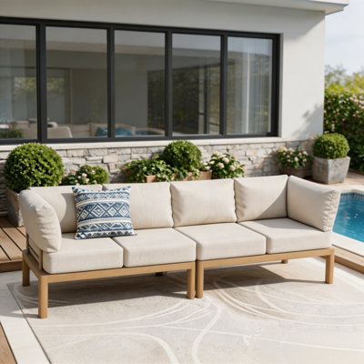 4-Person Modular Aluminum Patio Sectional, Beige