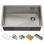Évier de cuisine KRAUS Kore ™ Workstation L 27 pouces à cuve simple encastrable en acier inoxydable de calibre 16 avec accessoires