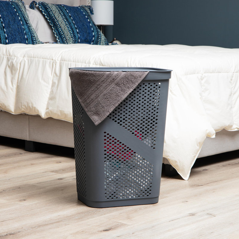 Panier à linge en plastique avec poignées, Gris