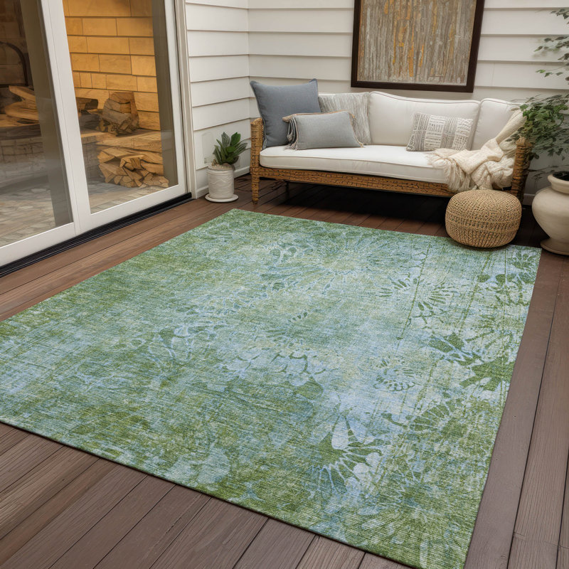 Machine Washable Indoor/Outdoor Kaczor ACN2224 Floral Rug, Rectangle 5' x 7'6"
