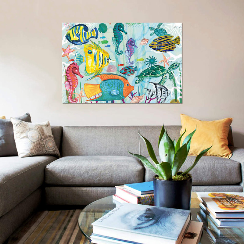 « tropical subaquatique v », impression sur toile, H 8 po x l 12 po x P 0,75 po, Toile tendue, Pas de tapis