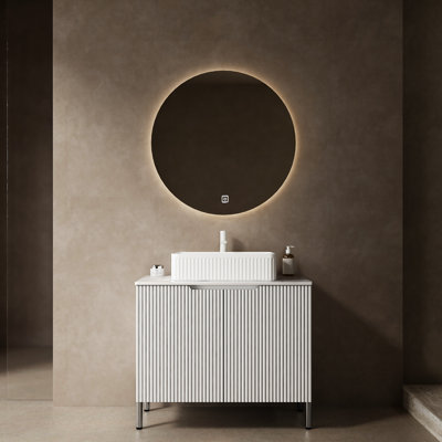 30" Freestanding White Bathroom Vanity With Sink, High - Quality Glossy Ceramic Basin, Counter Top, 2 Doors, Soft Close Damper, French Romantic Style, Scandinavian Storage Design Rectangular Door
