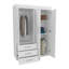 Armoire réglable Denver, tringles, armoire à deux portes, trois tiroirs, deux tablettes blanches