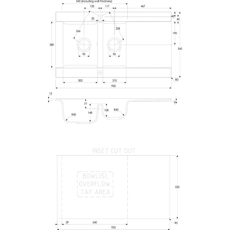 Aspekt 1.5 Bowl Inset Kitchen Sink