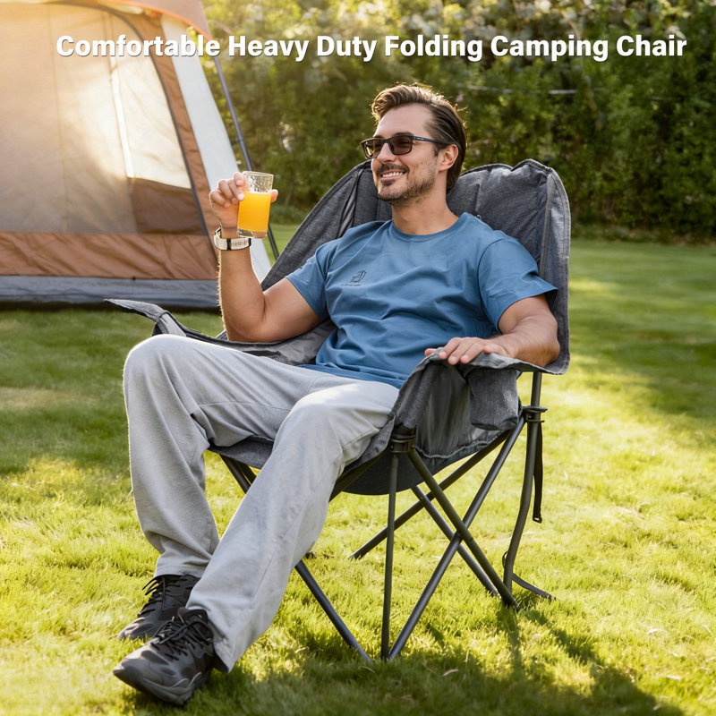 Oversized Camping Chair for Adults, Grey/Light Grey