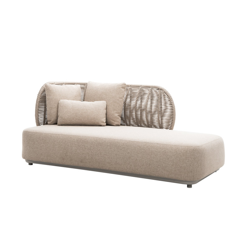 Outdoor Sectional Patio Lounge Sofa Outdoor Patio Furniture Rope Couch Aluminum Sofas with Thick Cushions,Beige