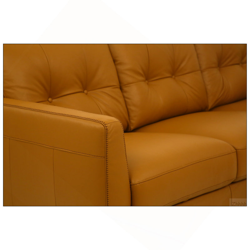 Radwan Camel Leather Sofa (Assembled)