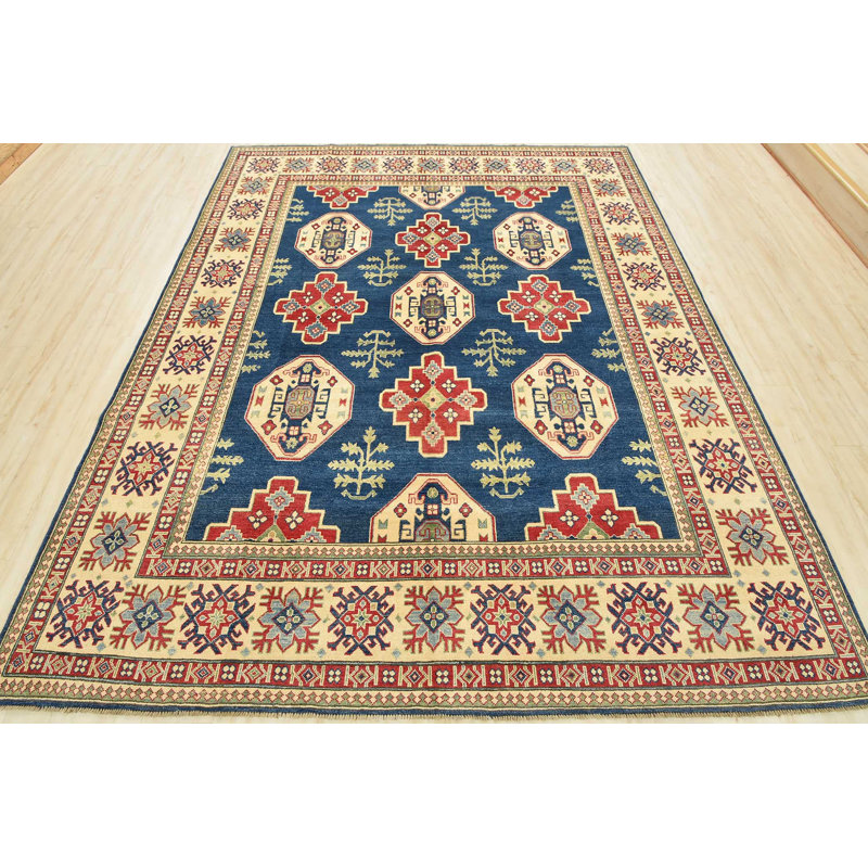 Tapis oriental en laine noué à la main bleu Nabeel