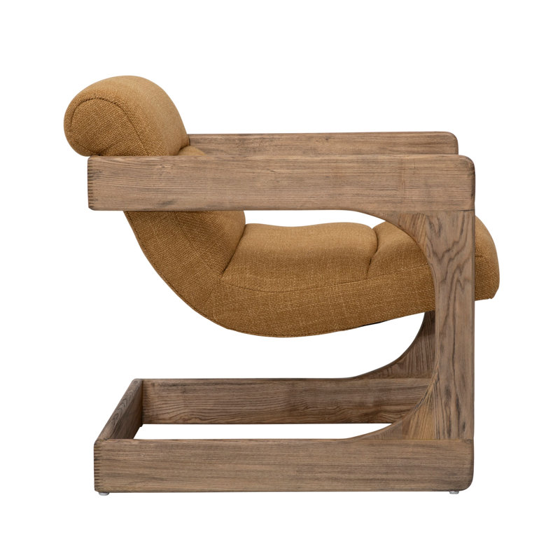 Bridges Polyester and Ash Wood Occasional Chair, Cream, Yellow