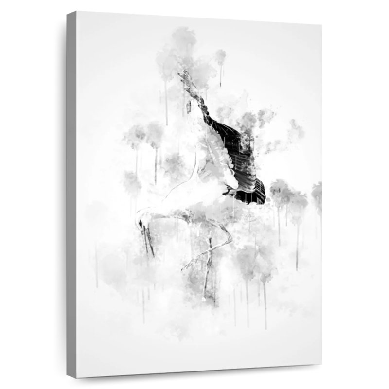 Brampt Stork Black And White, 51" H x 34" W