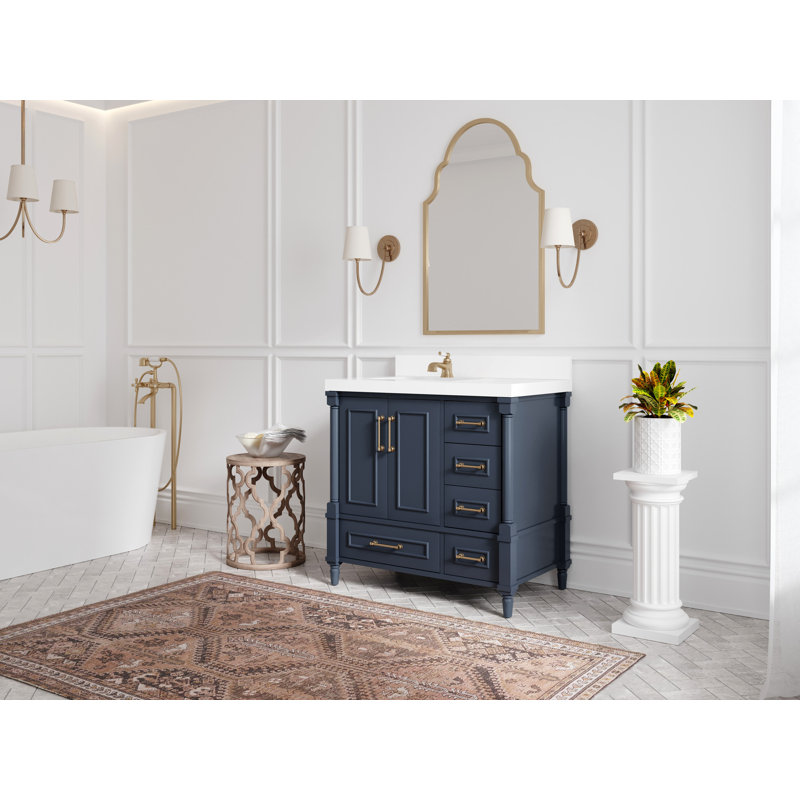 Aberdeen 36'' Single Bathroom Vanity with Top, Carrara Marble