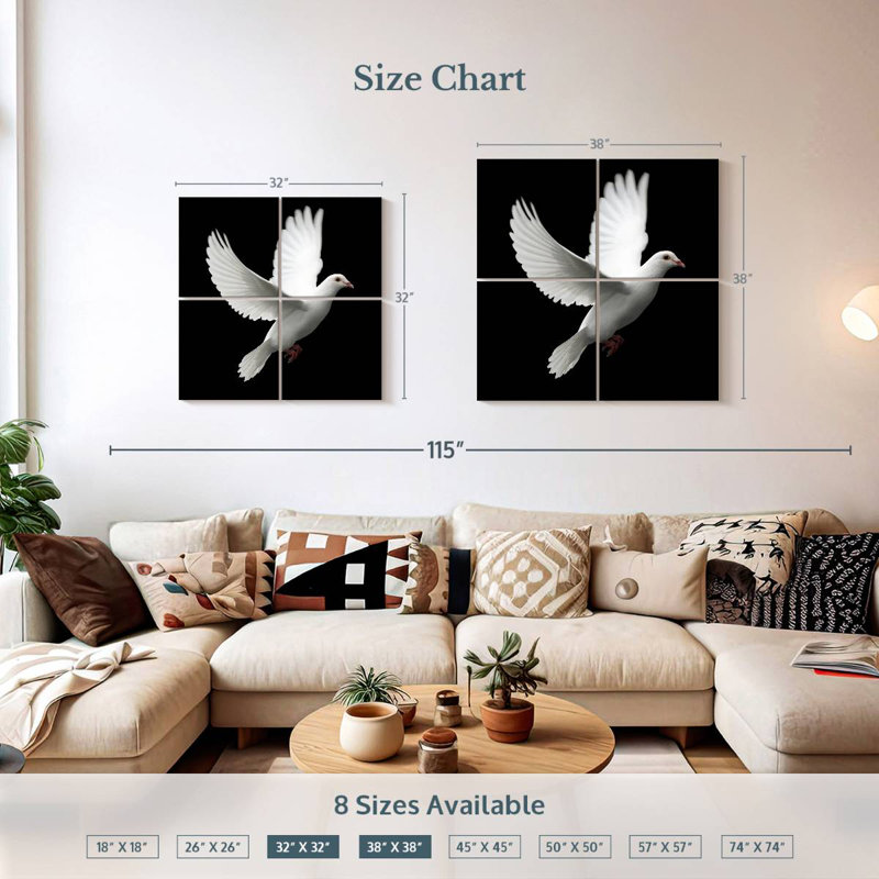 Brampt White Dove, 32" H x 32" W