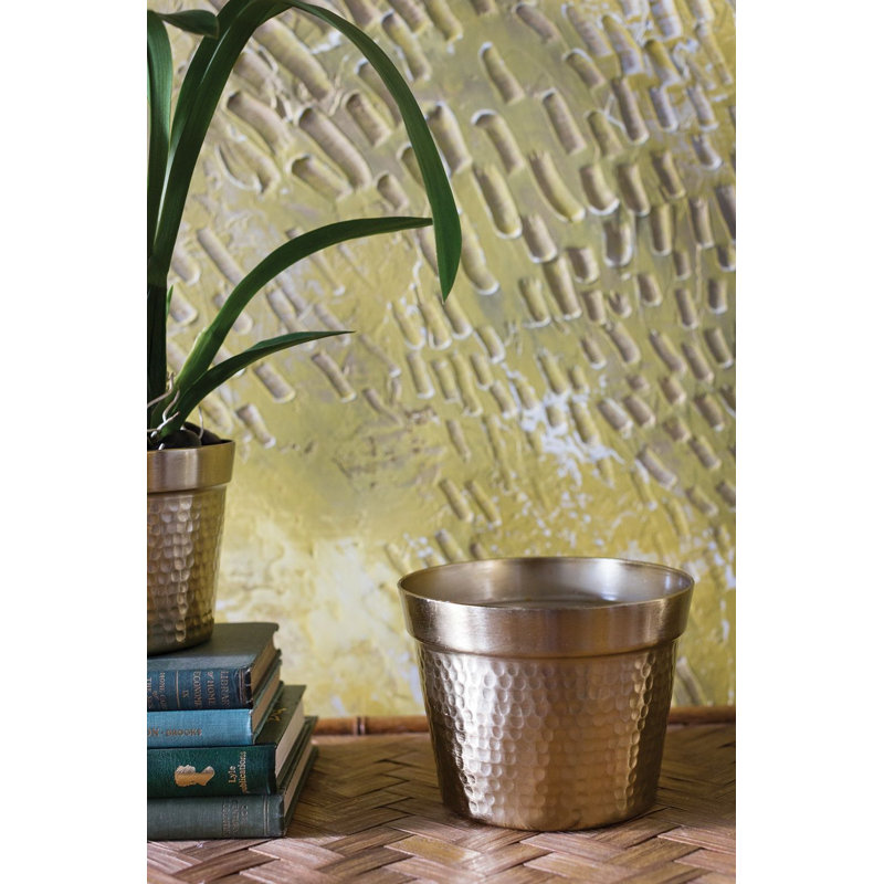 Sebi Handmade Metal Pot Planter, 5" H x 6.5" W x 6.5" D