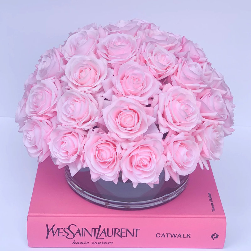 Rose Arrangement in Vase, Baby Pink
