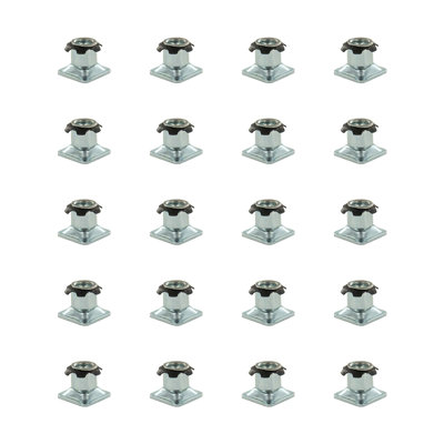 Outwater Industries Metal Threaded Single Star Type Leveler Inserts For 3/4 Inch Square Tubing, Heat Treated Steel And Zinc Plated Base, Fits Square 16-18 Gauge Tube, Thread: 1/4-20, 20 Pack