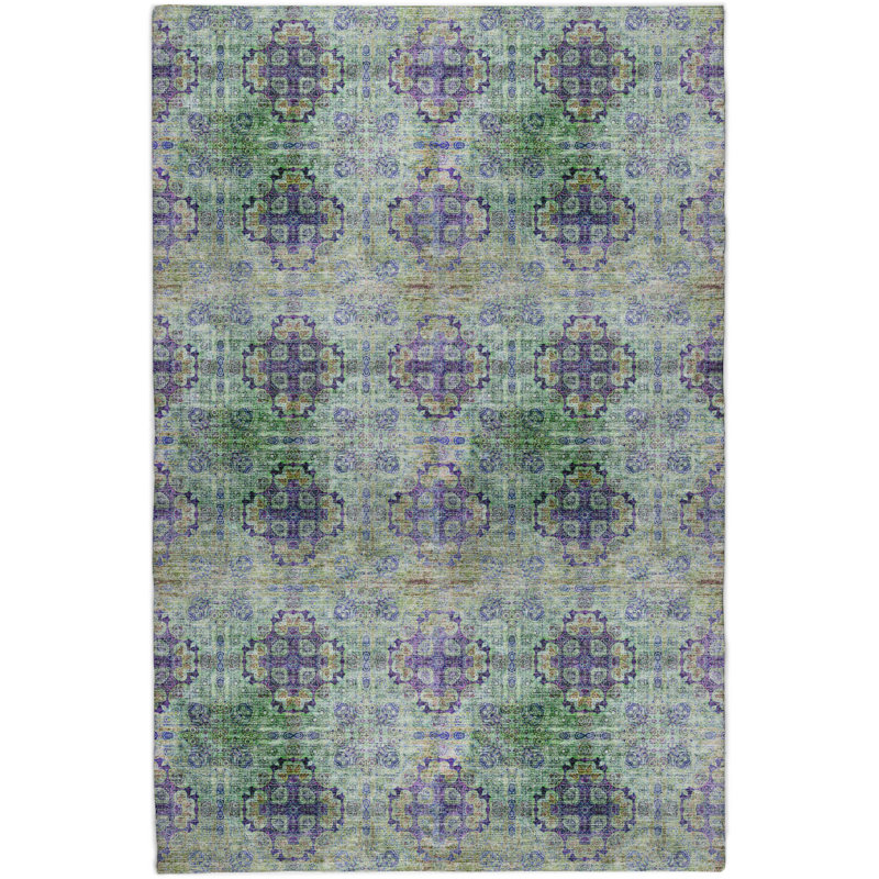 Premium Machine Washable Dream Shag ADS557 Medallions Rug, 3' x 5', Purple