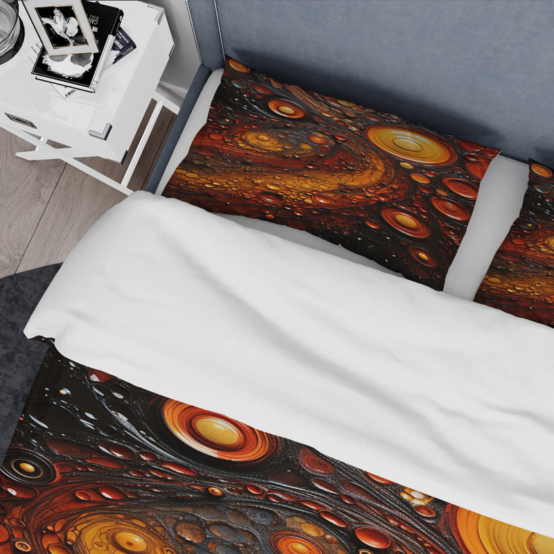 Ensemble de housse de couette Volcanic Fusion Swirl 2 - Tachisme, Housse de couette simple + 1 taie décorative stan