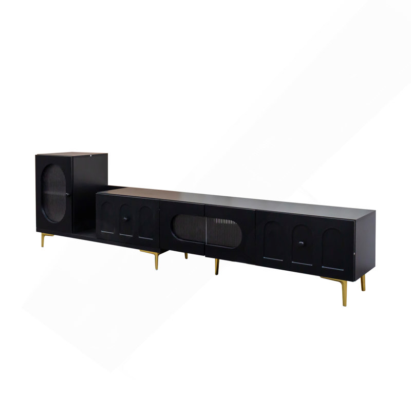 Meuble télé rectangulaire en bois avec meuble télé extensible, Noir