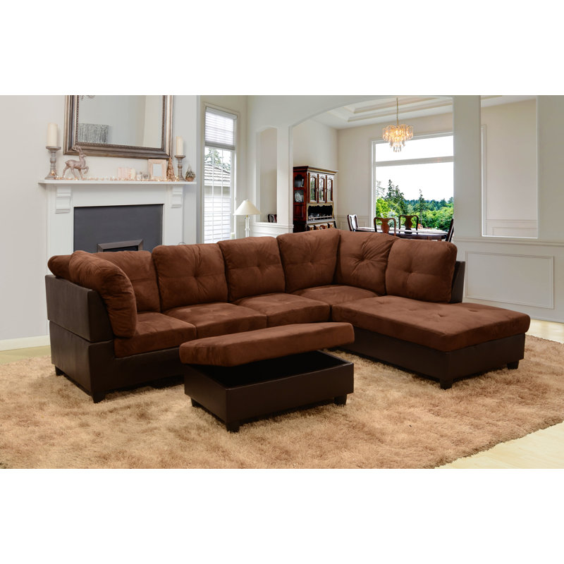 Jorgos Velvet L-Shaped Sectional Right Hand Facing, Right Hand Facing