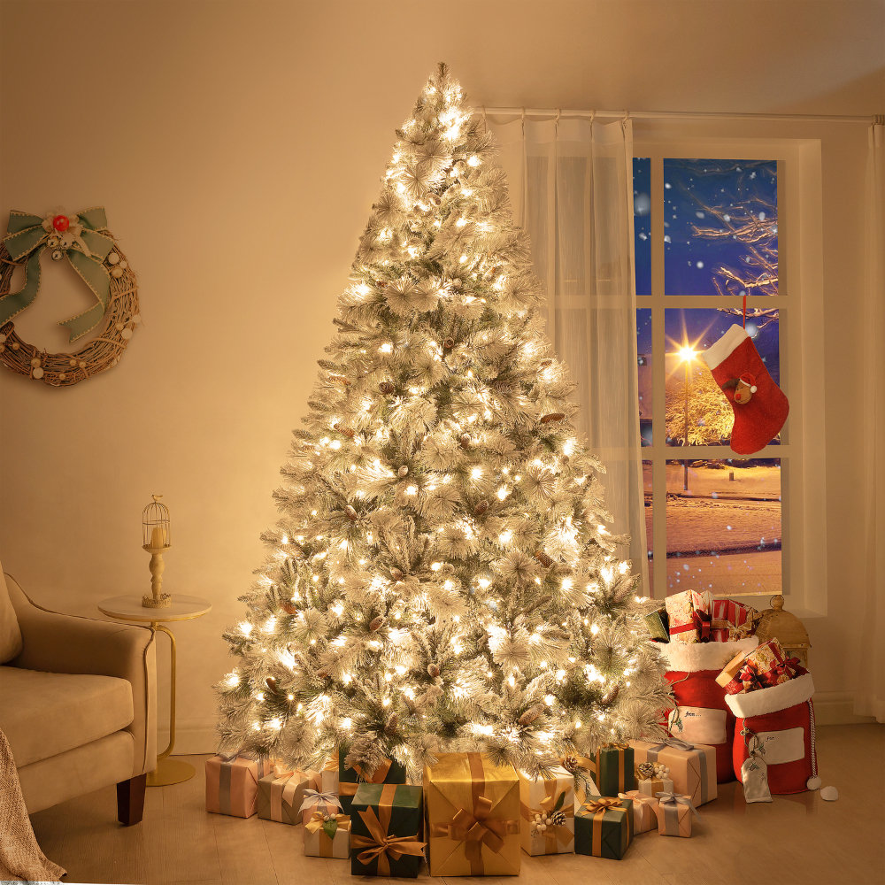 White Christmas Trees, 7FT Seizeen Prelit Xmas Trees With, 56 OFF