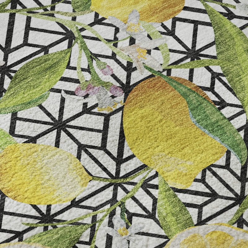 Premium Machine Washable Bradenburg AMF160 Yellow Rug, Rectangle 9' x 12'