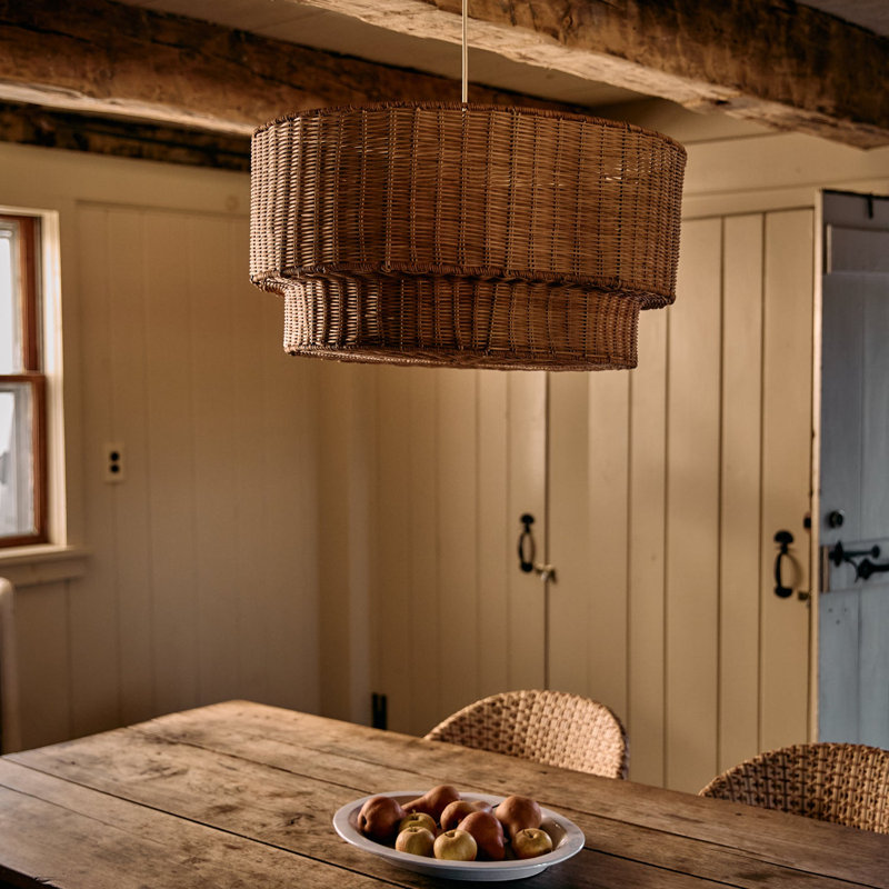 Cocktail Two-Tier Wicker Pendant