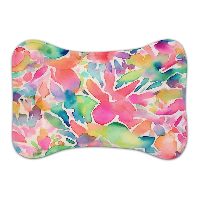 Abstract Watercolor Art - Bone Shape Feeding Mat