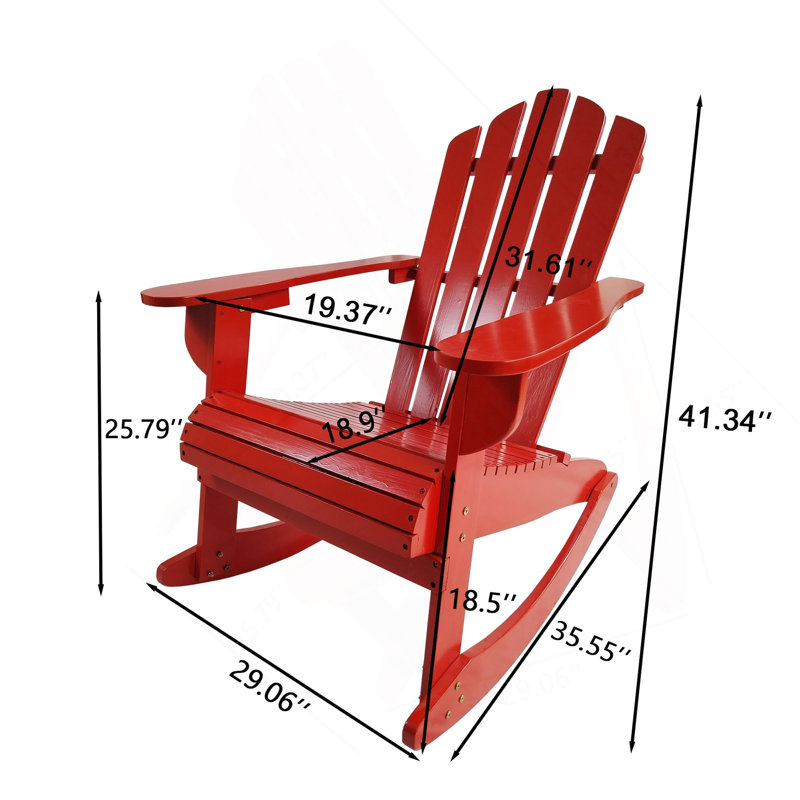 Chaise Adirondack d'extérieur ou d'intérieur en bois, pliable, Rouge