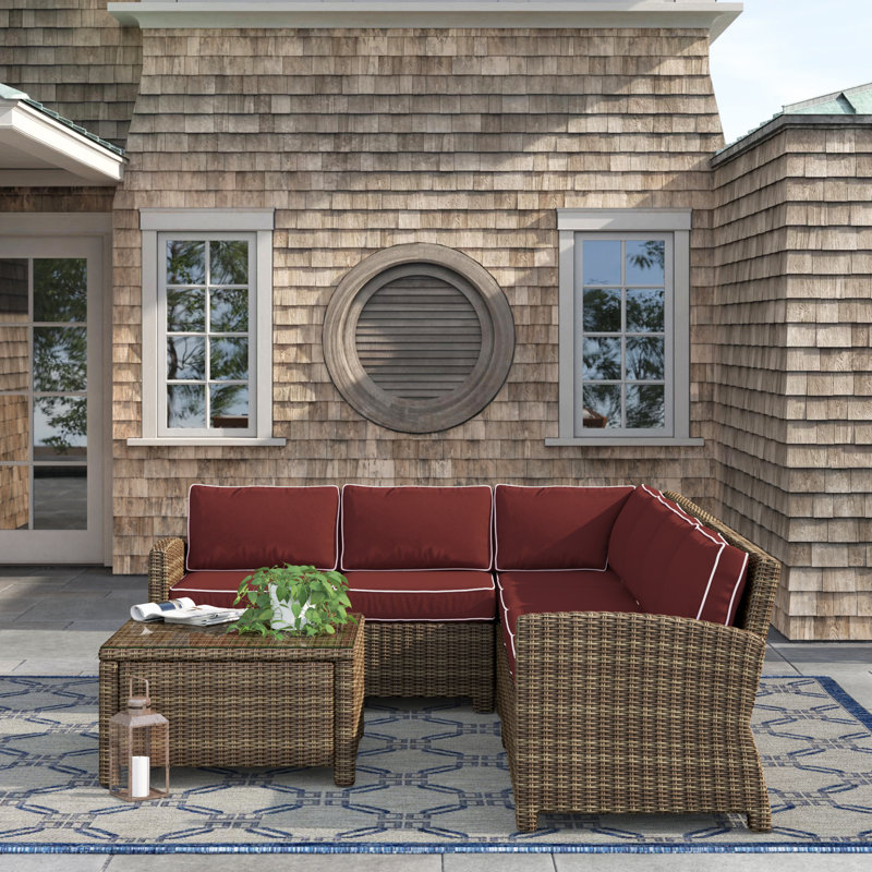 Leandra 5 - Person Patio Conversation Set with Cushions, Sangria