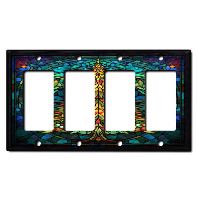 Christmas Festive Tree Lights 4 - Gang Rocker Standard Wall Plate