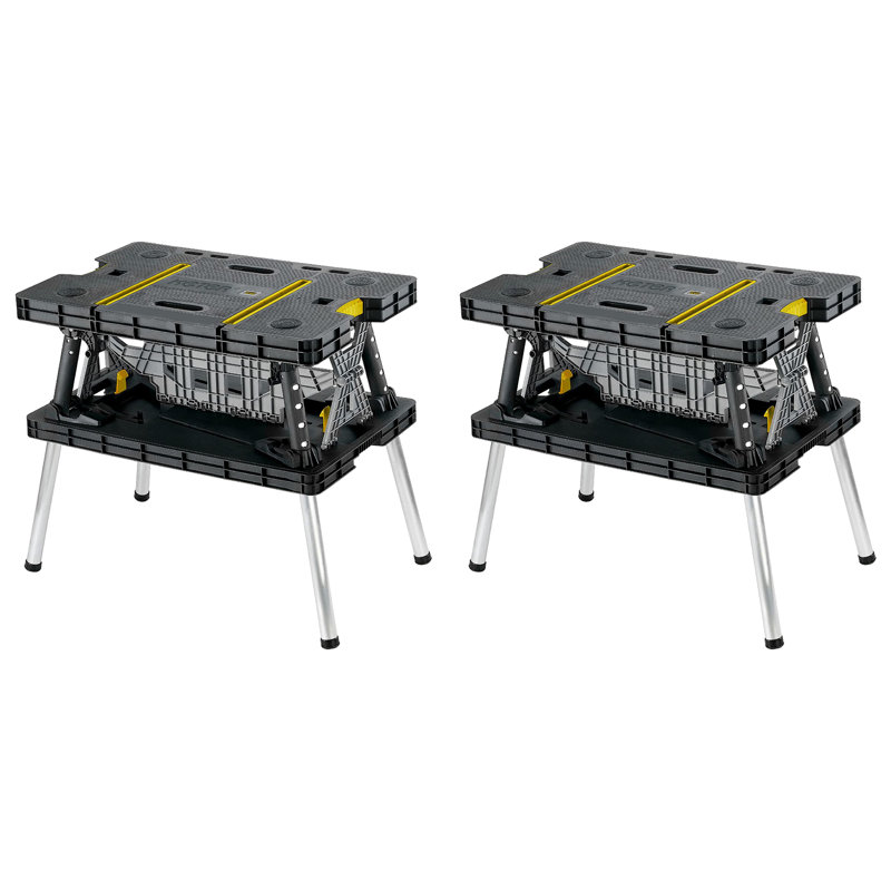 Établi portatif Keter avec chevalet et (2) pinces 12 ", noir et jaune, 2 Pack