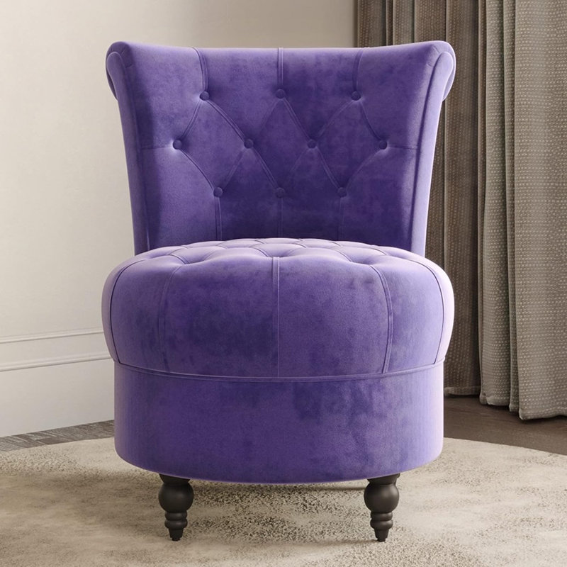 Akeeyla Velvet Barrel Chair, Purple
