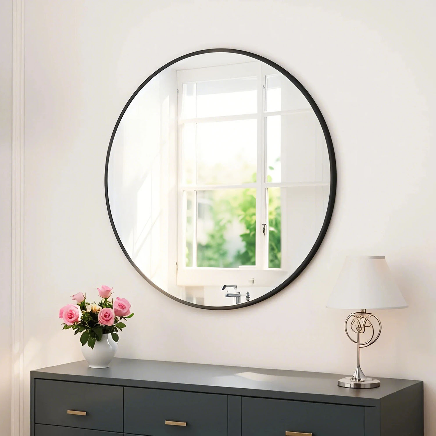 Latitude Run® Round Wall Mirror Circle Bathroom Vanity Mirror Circular