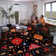 Indoor&Outdoor Washable Area Rug Black Gorgeous flowers Vintage Low Pile Rug for Living Room Bedroom Wedding Banquet